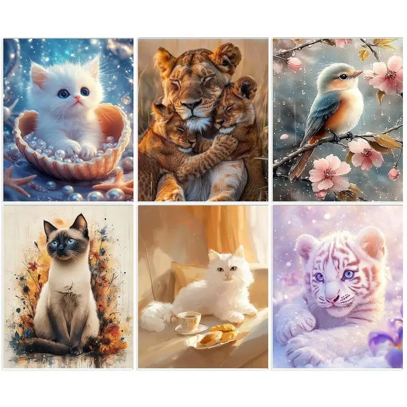 

GATYZTORY Paint By Numbers Kits Animal Lion Birds Frame Diy Painting By Numbers On Canvas Draw Numbers Painting For Home Decor