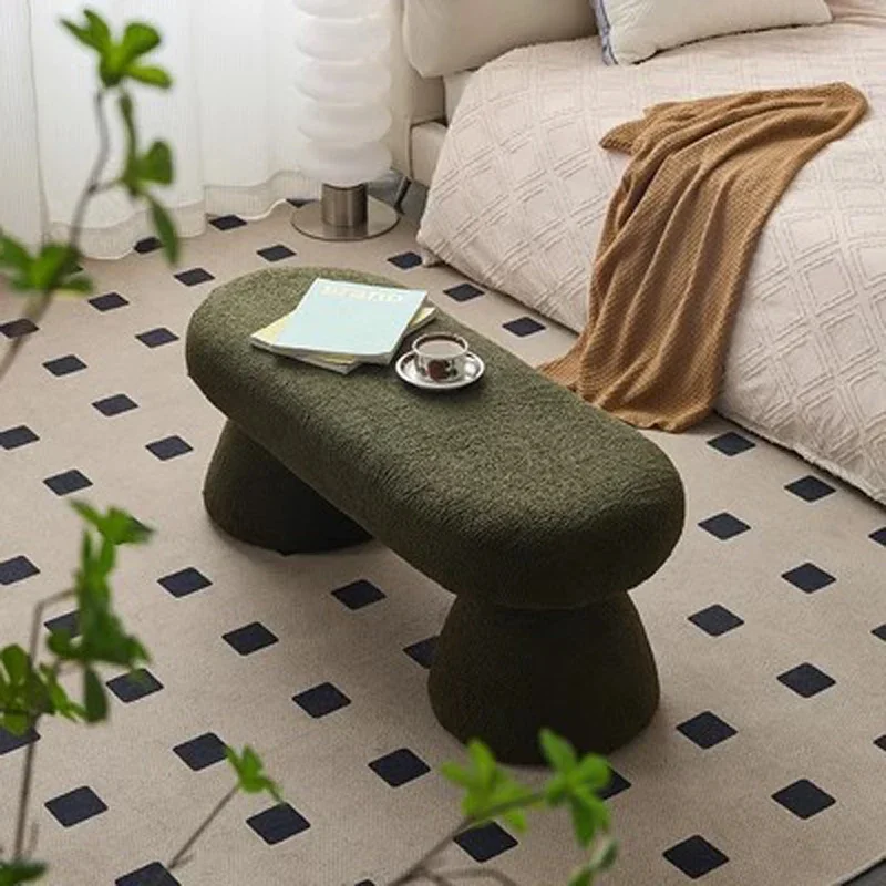 Innovative Shoe-changing Bench Living Room Ottoman Bedroom End-of-bed Stool Home Decorative Seating Simplistic Lambswool Stool