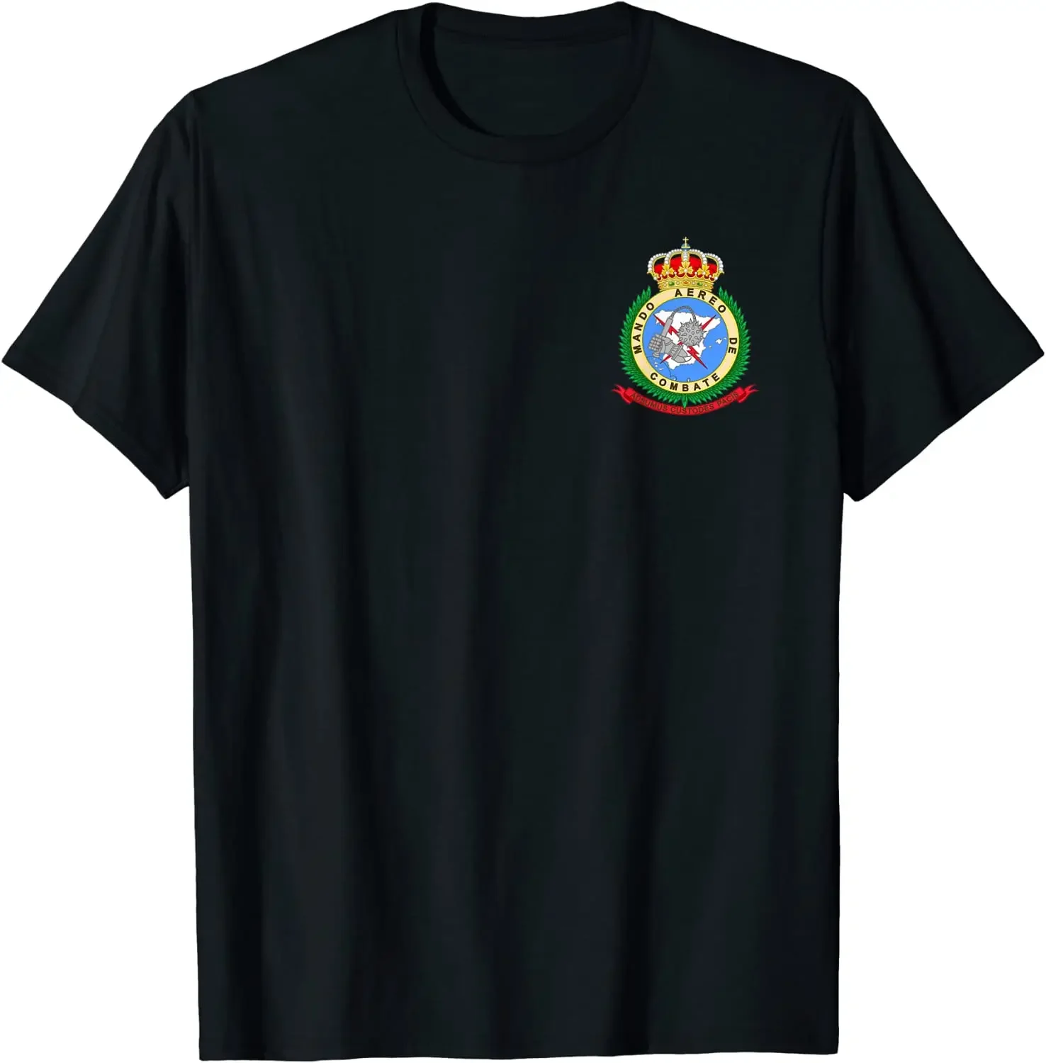 Camiseta de manga corta con cuello redondo para hombre, camiseta informal de algodón con cuello redondo, comando de combate aéreo de la Fuerza Aérea española (MACOM)