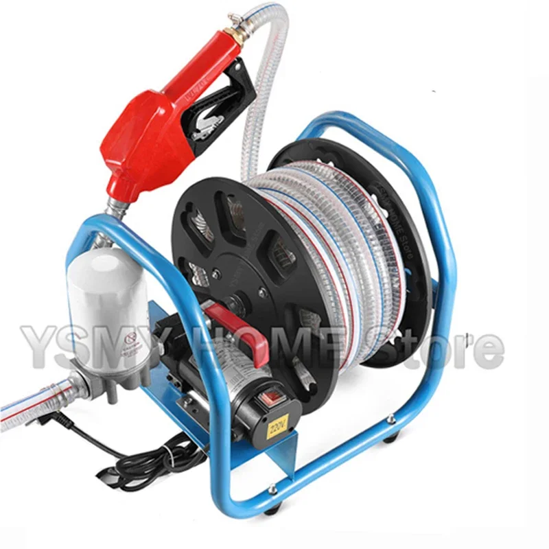 Electric oil pumps 12/220V Mobile portable Fuel Transfer Pump Car refuelling equipment All-in-one Reel Pump refuel nozzles Kits