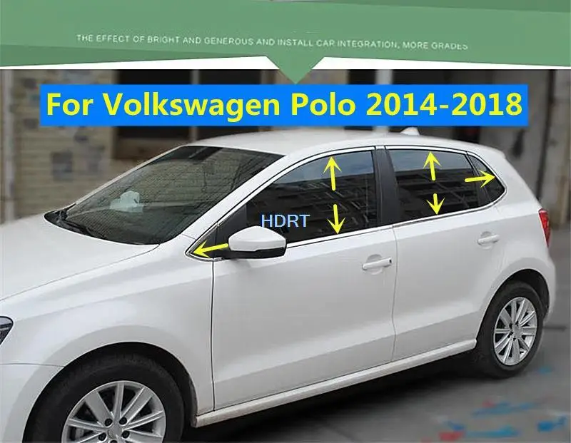 

Оконная литье, наклейка на стойку, отделка, полоса, украшение для Volkswagen VW Polo 2014-2018, автомобильный Стайлинг, аксессуары из нержавеющей стали