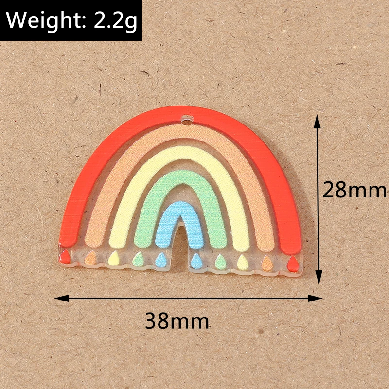 10 Stück bunte Acryl-Regenbogen-Anhänger für die Schmuckherstellung, böhmische Anhänger, DIY-Halskette, Ohrringe, Schlüsselanhänger, Zubehör – Detail 1