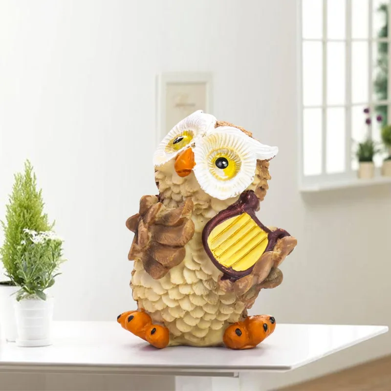 Kawaii Music Bird Owl Violin Cello Flute Finger Piano Band Plays Resin Ornament Figurines Crafts Wedding Party Desk Gifts Decor