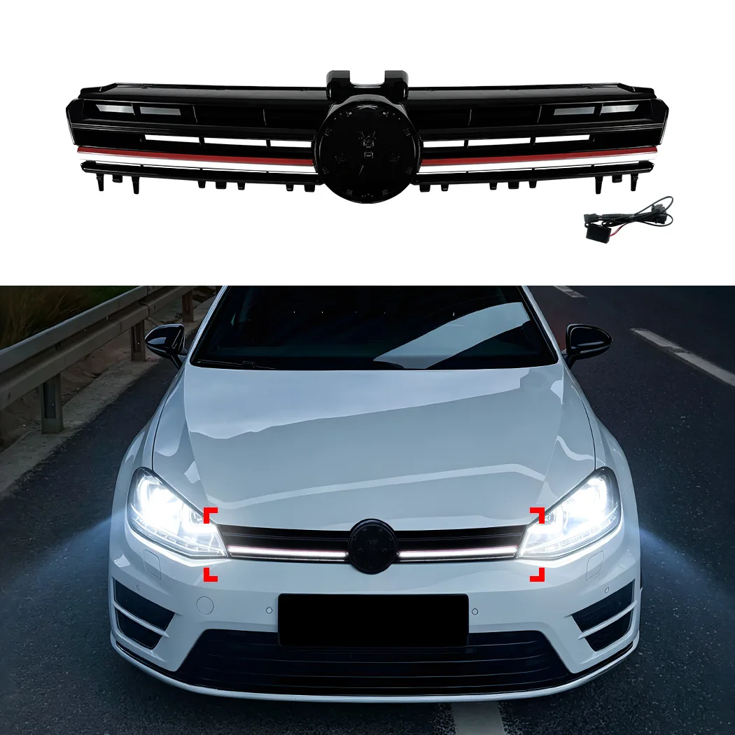 FOR Volkswagen Golf MK7 2013‑2016 Upper Bumper Air Intake Grille Exterior Styling Replaceme R‑Style Honeycomb Front Grille Grill