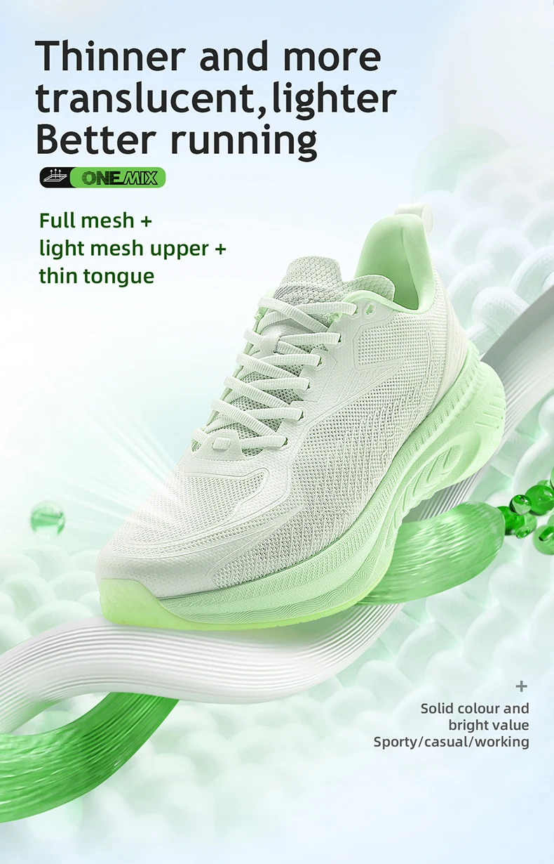 ONEMIX 23613 Herren Damen Sommer Leichte Atmungsaktive Laufschuhe Stoßdämpfend Dicke Sohle Hohe Rückfederung Verschleißfeste Sport-Sneaker – Detail 5