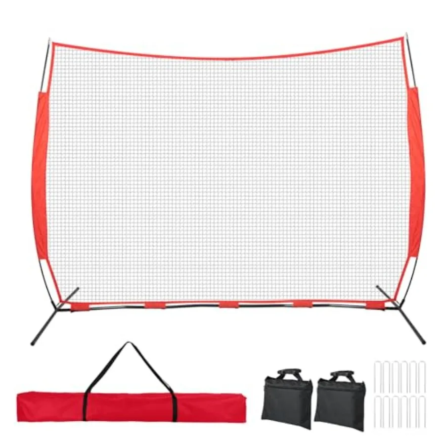 

10x16ft Portable Sport Net with Handbag and 12 Ground Nails. Stable Backstop Net for Softball, Lacrosse, Soccer, Baseball. Ball Stop Equipment for Backyard Garden Training（Only Block）