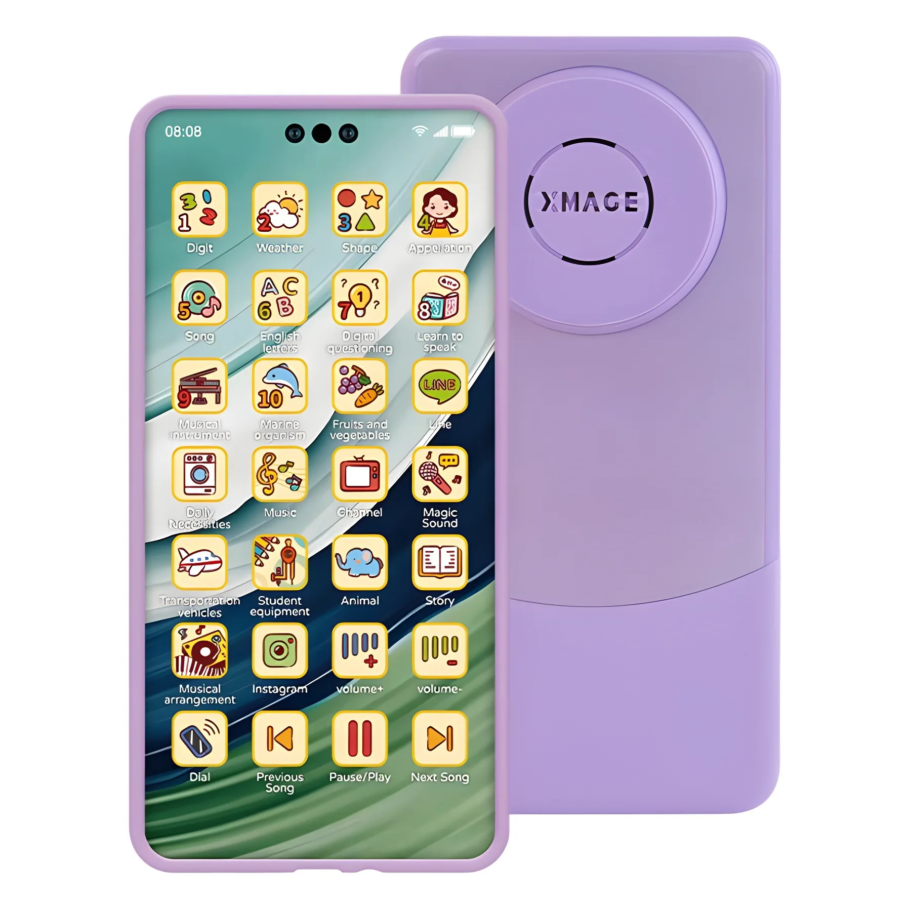 Zabawka dla dzieci - inteligentny telefon symulacyjny, ładowalny, z ekranem dotykowym, maszyna edukacyjna do wczesnej nauki, zabawka edukacyjna z muzyką i światłem.