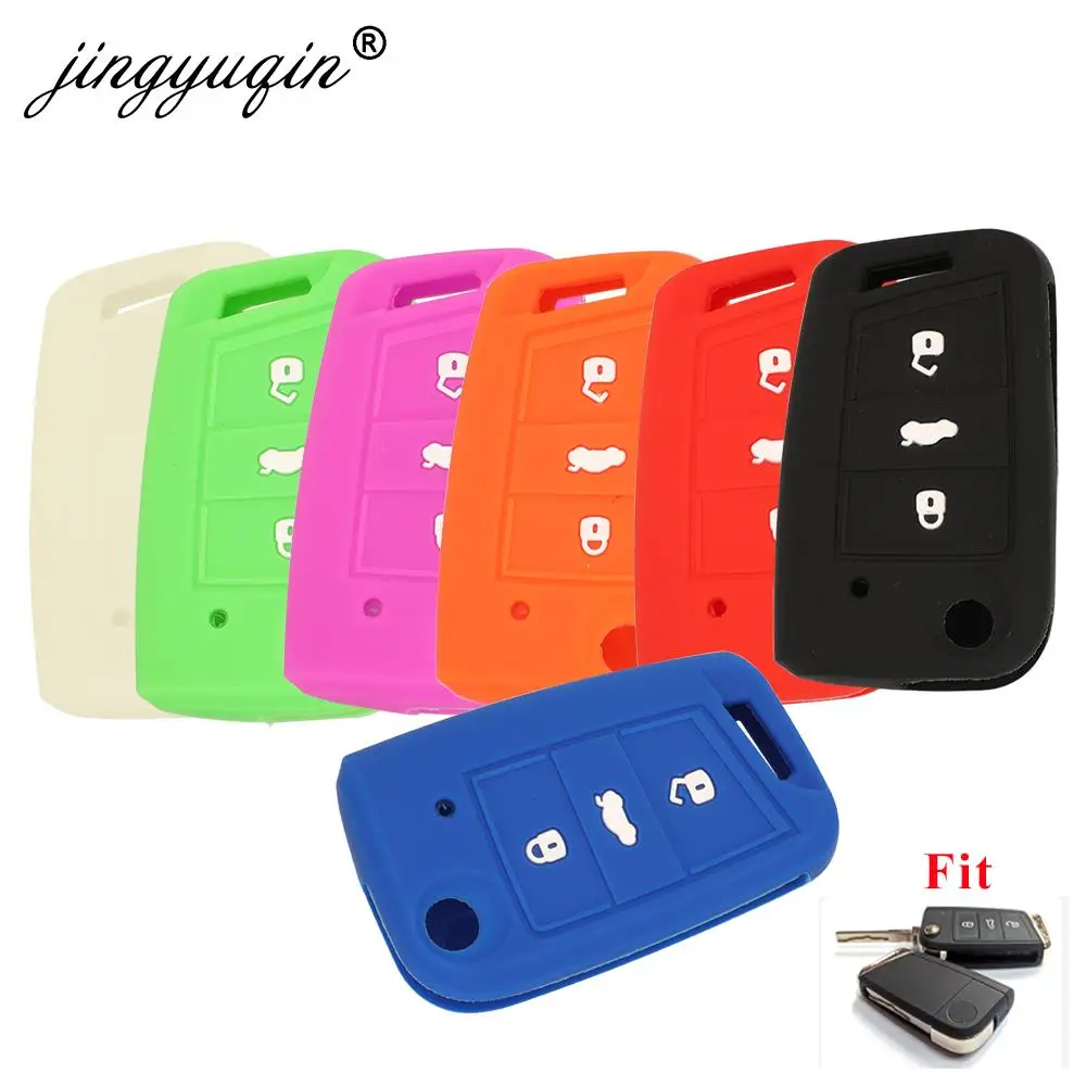 jingyuqin 50pcs Silicone Car Key Cover Case For Volkswagen VW C5 Golf7 mk7 Seat Ibiza Leon FR 2 Altea Aztec For Skoda Octavia