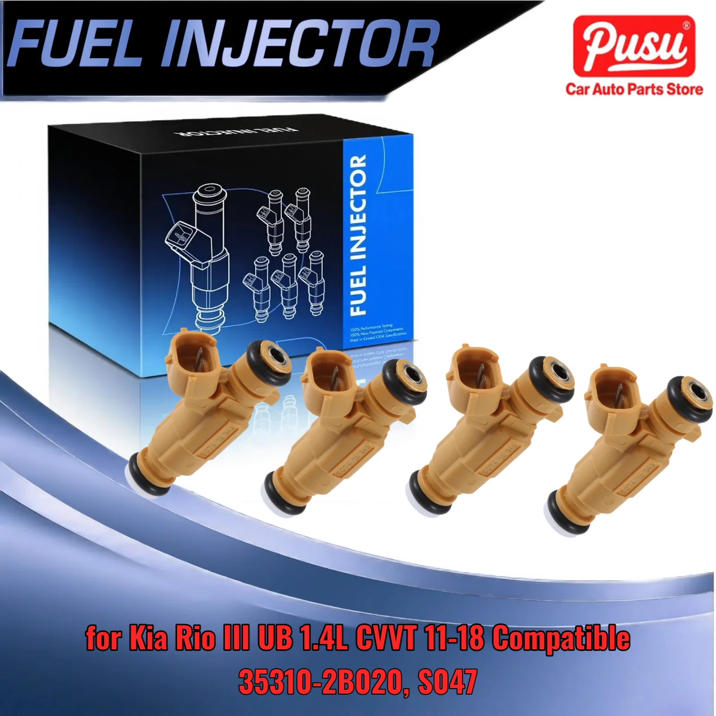 

4pcs Car Injector Nozzle Set for Kia Rio III UB 1.4L CVVT 11-18 Replaces 35310-2B020 S047
