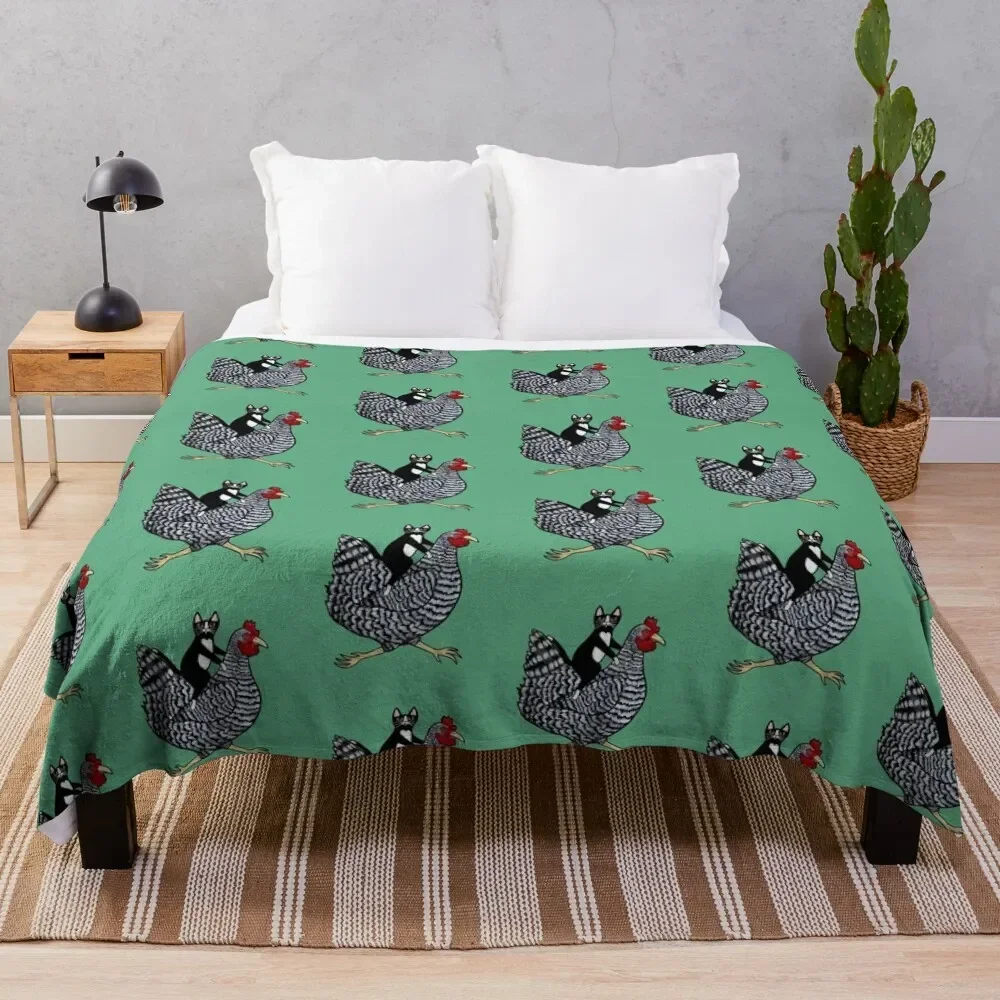 

Cat Riding a Chicken Throw Blanket Blankets Sofas Of Decoration Extra Large Throw Flannel for sofa Blankets