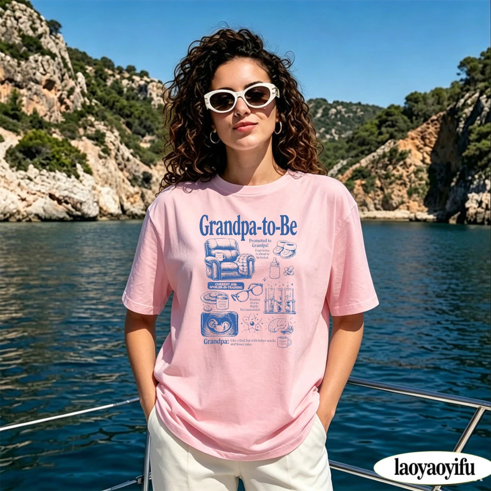 Grandpa To Be Vintage Pregnancy Announcement Print Tee Women Graphic T Shirt Gift For First Time Granddad Baby Reveal Party