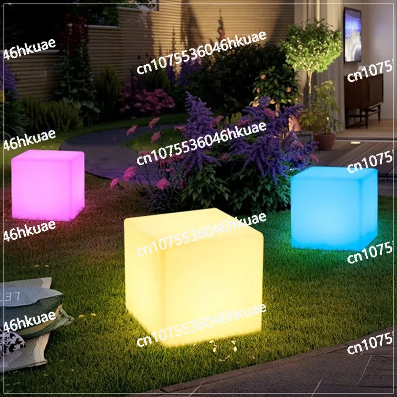 Tamborete quadrado luminoso solar impermeável exterior, mobília luminosa fotovoltaica KTV