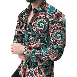 3D Ancient Babylon Paisley Patterns Print Long Sleeve Shirts Hinduism Spiritual Totem Graphic Office Shirts For Men Tops Blouses