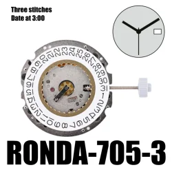 705 Movement Ronda 705 Movement with Date Display One Jewel Plus Battery Inside Original Standard Watch Movement 705-3