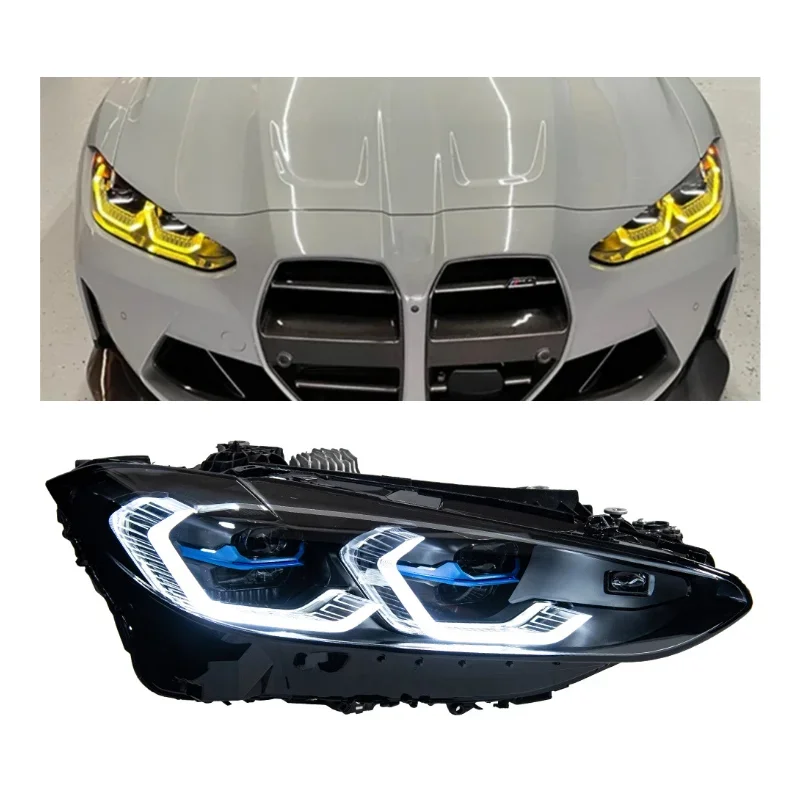 

G22 Headlights Dual Color Version for 4 Series G23 G26 M4 G82 425 430 Upgrade Head Lamps Front Lights Yellow White DRL