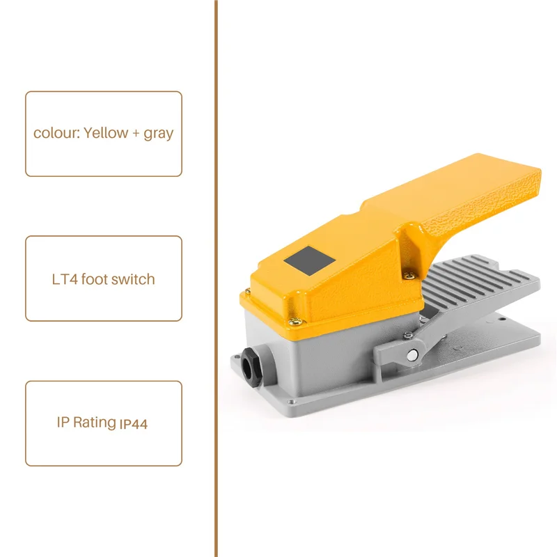 LT4 Foot Switch Aluminium Case Treadle Pedal Switch For Machine Tool Control Silver Contact