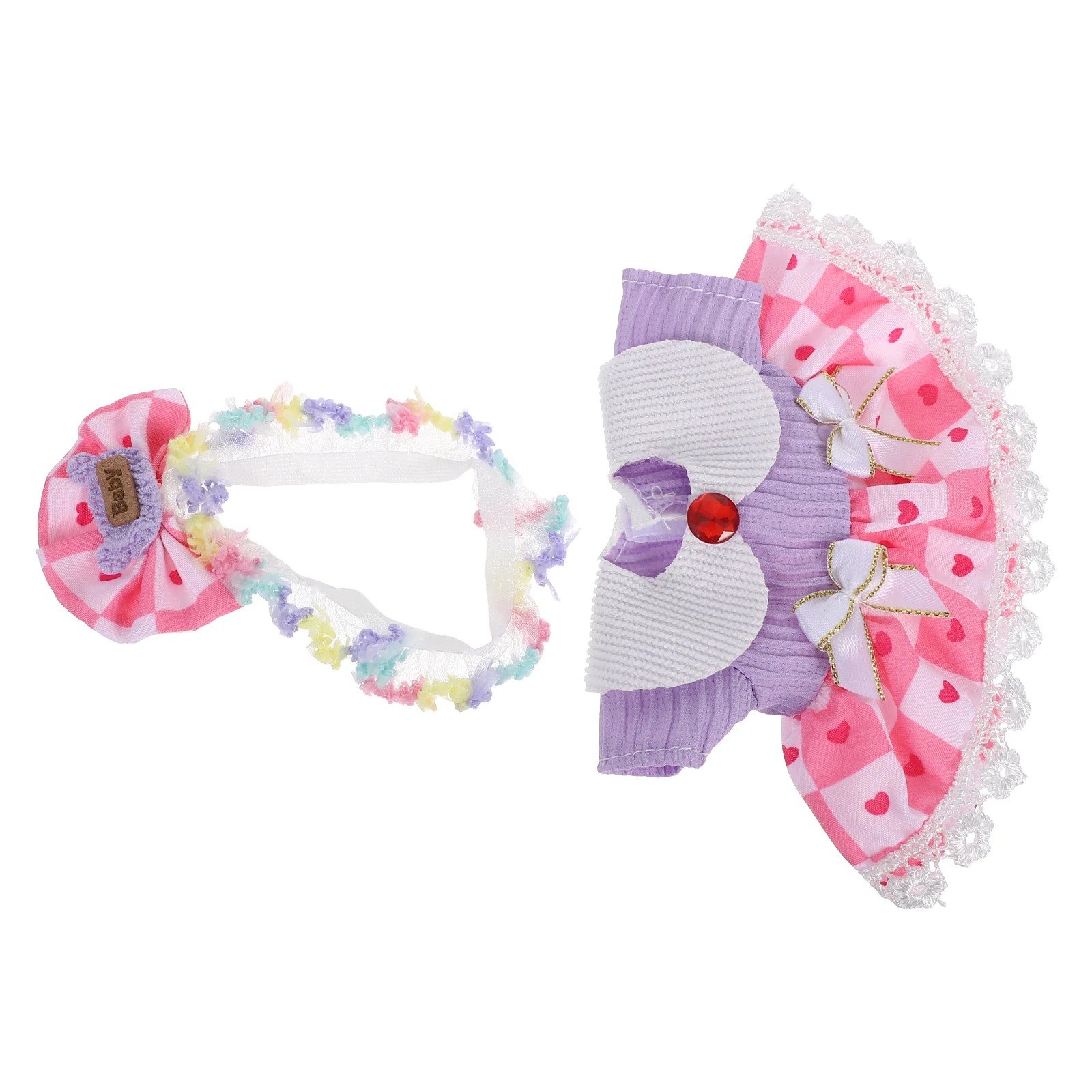 

1 Set Adorable Clothes Set Newborn Princess Skirt Bow Headband Miniature Dollhouse Props Compatible With Labubu Reborn Baby