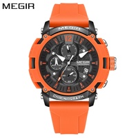 MEGIR 2208 Men's Quartz Watch Multifunctional Luminous Silicone  Waterproof Date Sports Chronograph Outdoor Fashion Watches