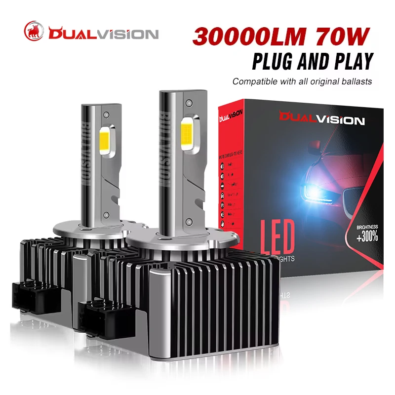 Dualvision D1S LED Headlights 30000LM 6000K 70W Plug & Play