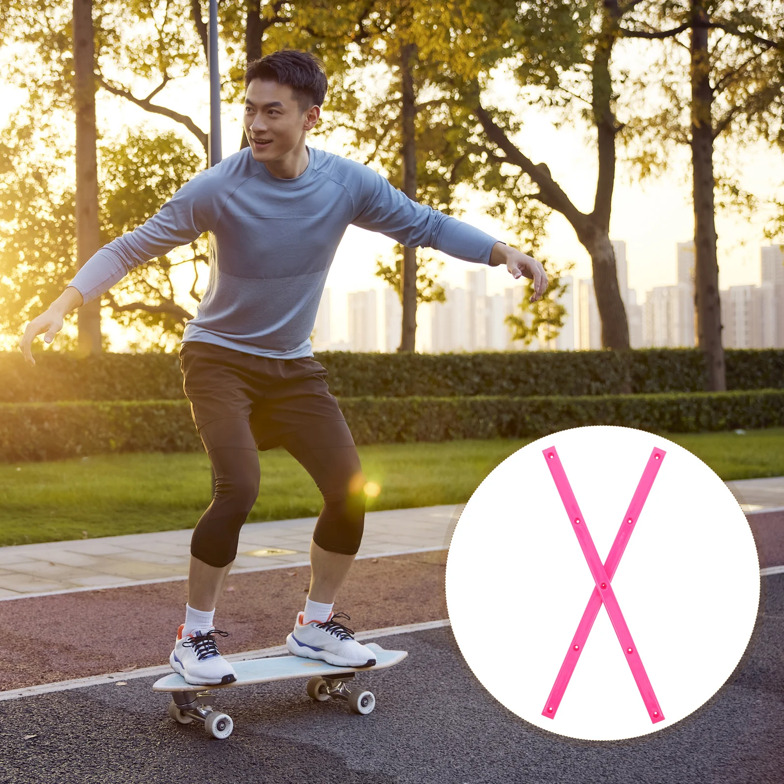 2 قطعة حراس السكك الحديدية لوح التزلج الوردي ABS دائم واقية Longboard الوفير سطح السكك الحديدية الحرس عظام الضلع التزلج Longboard القضبان