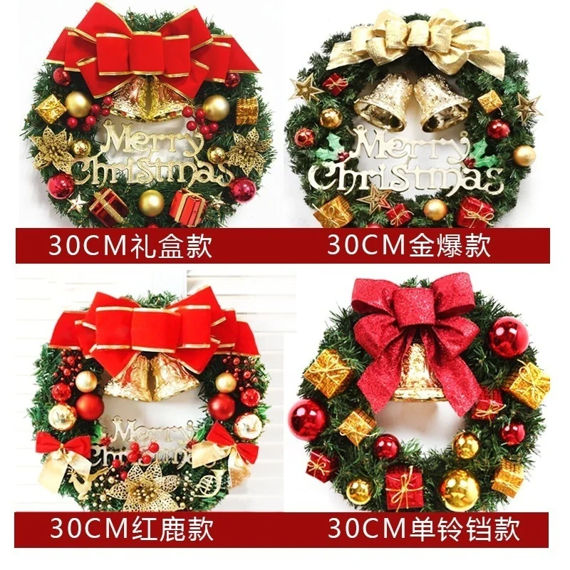 Christmas Decorations 30cm Christmas Wreath Artificial Wreath Door Hanging Window Props Background Christmas Tree Accessories