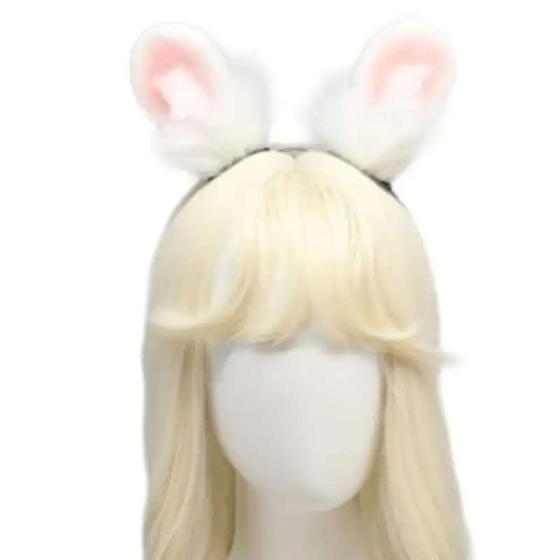 

P9FE Plush Rabbits Ear Headband Animation Show Costume Hairhoop Music Festival Hairbands Stage Hairband Halloween Headpiece