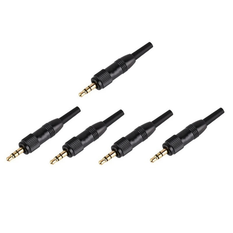 5 PCS 3.5Mm Plug Stereo Screw Locking Audio Lock Connector Black & Gold Plastic+Metal For Sennheiser For Sony Nady Audio2000s