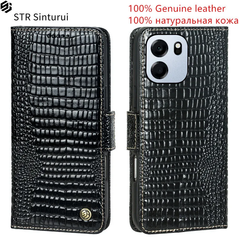 

STR 100% Genuine lizard grain leather card Slot Wallet Cover For OnePlus Nord CE6 Lite Magnetic skin Flip shockproof phone Case