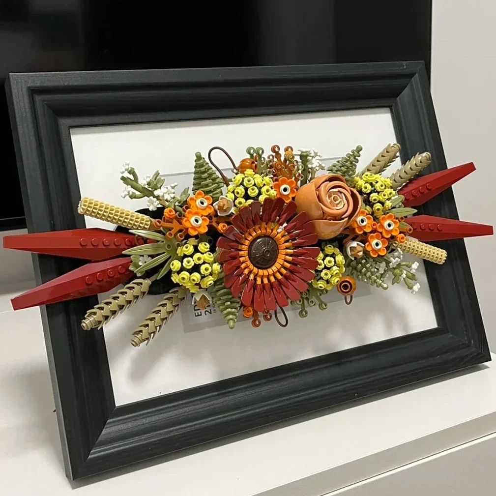 Moc زهرة الطوب الزهور المجففة الاصطناعية ديكور المنزل الورد والجربيرا اللبنات جمع الحرف مجموعة هدية عيد ميلاد اللعب #4