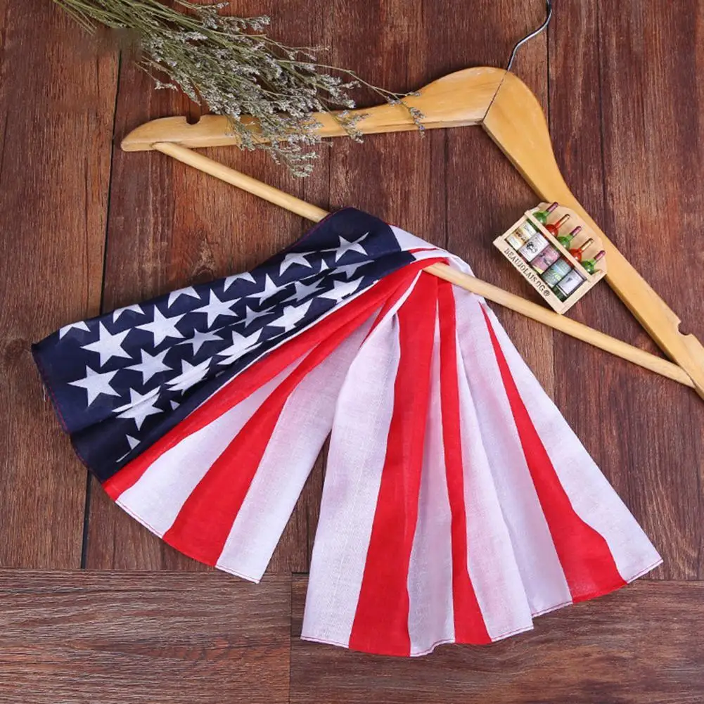 Cycling Square Scarf Overlock Design Windproof Unisex Fashion American Flag Stripes Star Print Hip-Hop Headscarf for Outdoor