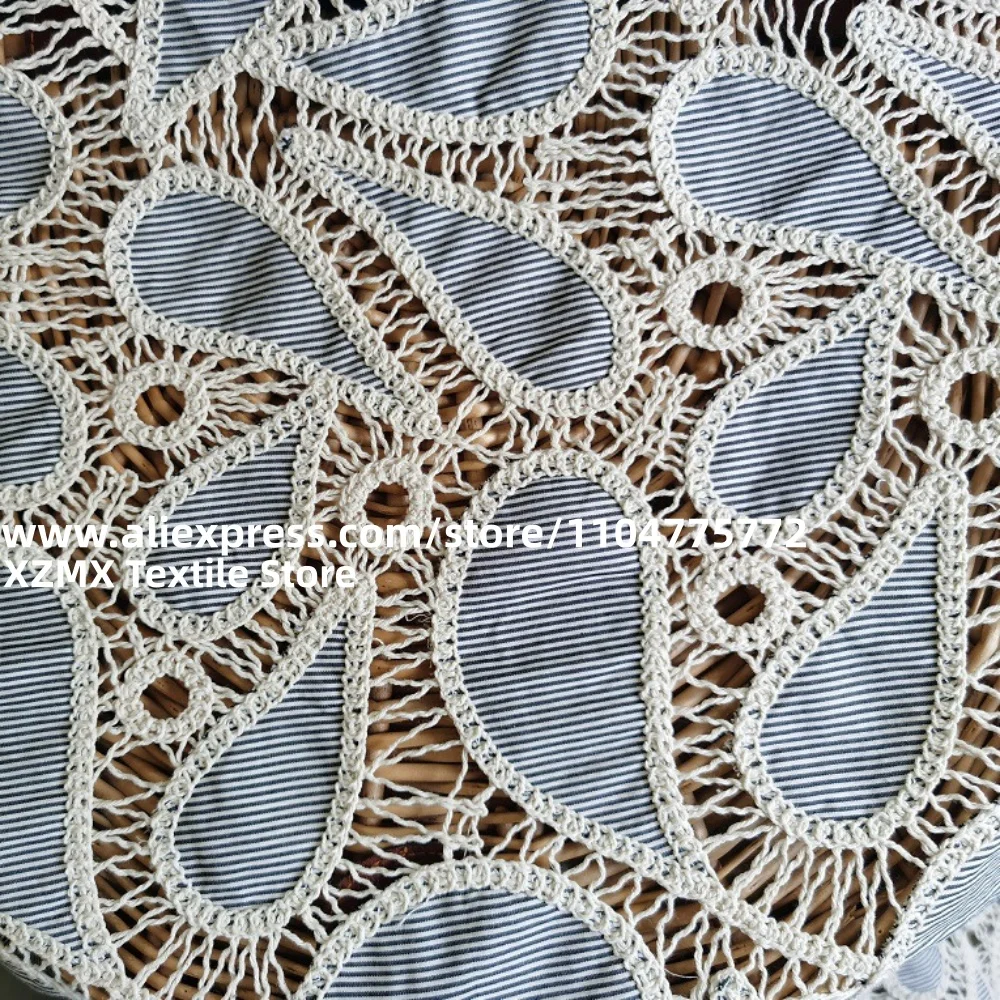 100% Cotton Yarn Dyed Laser Cord Embroidery Fabric,Teardrop Hollow Lace Cloth for Women Dress,Skirt,DIY Sewing Material