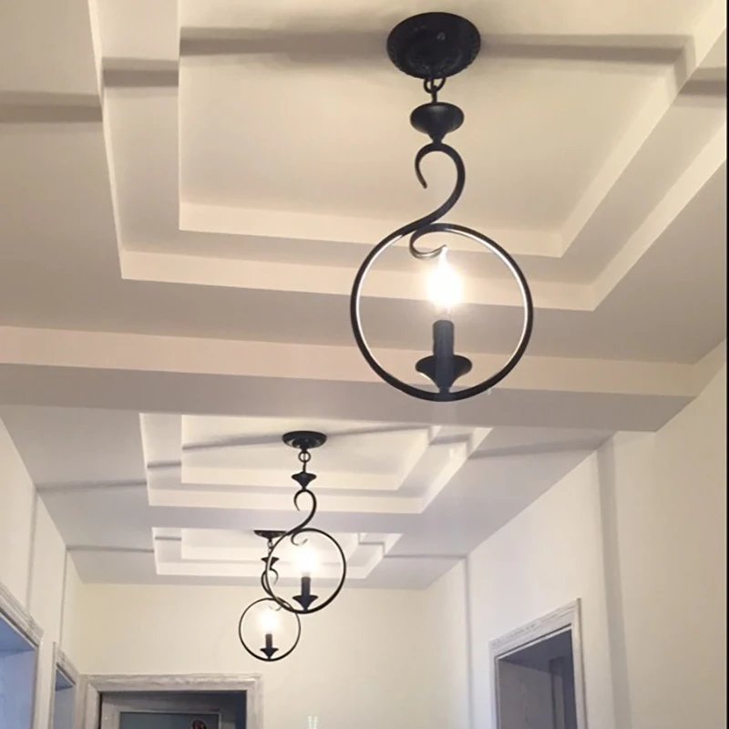 American retro creative pendant light, candle light, single headed aisle light, courtyard minimalist lighting fixture