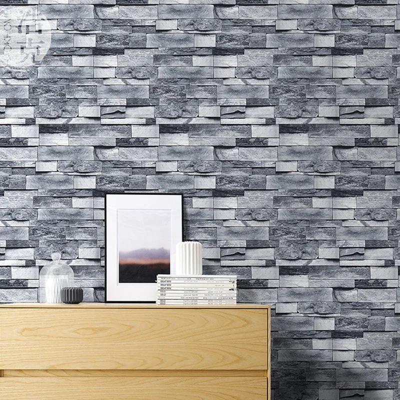 Industrial Style Retro 3D Simulation Brick Wall Sticker Self Adhesive Thick Brick Pattern Wallpaper for Restaurant Background