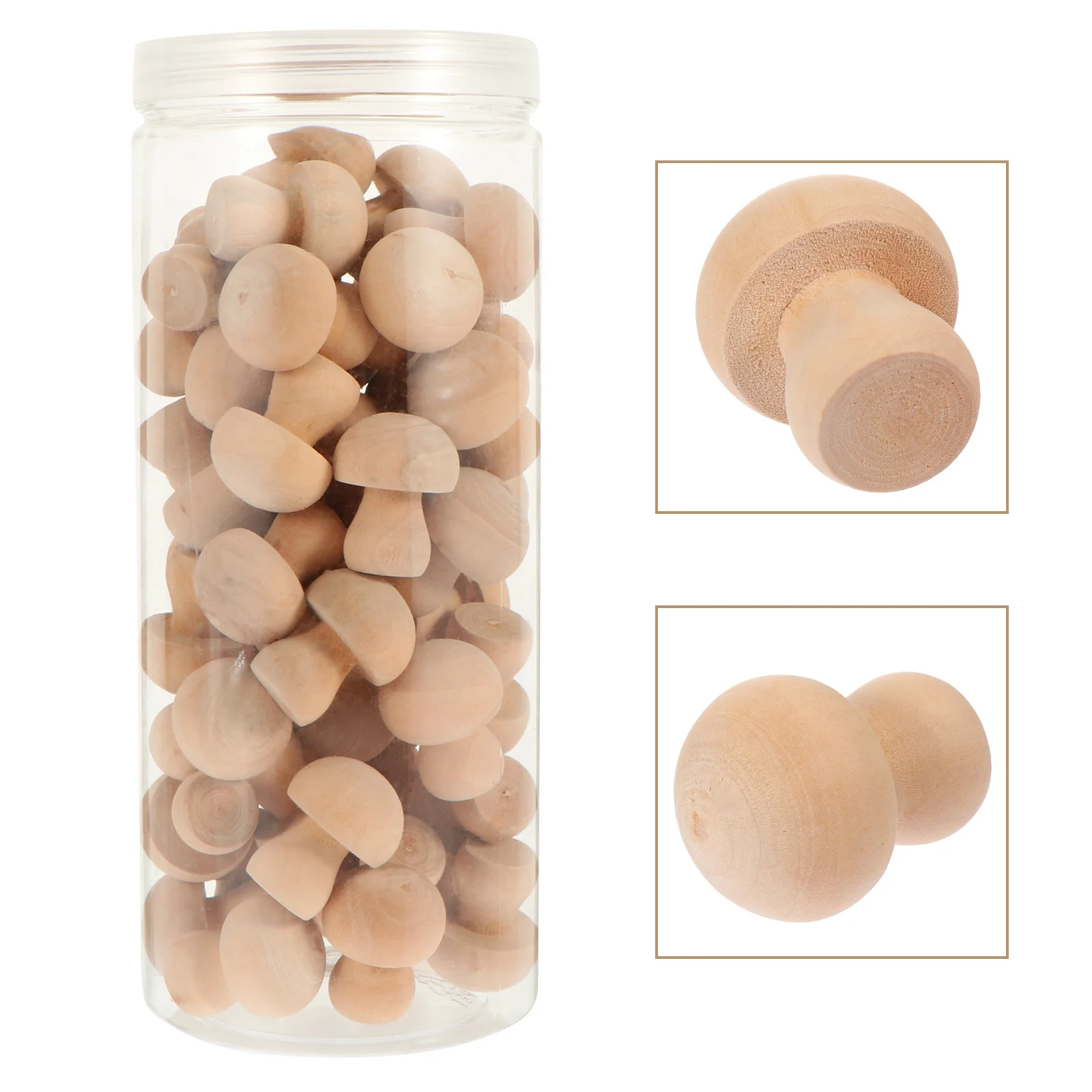 50-teiliges Holz-Pilz-Set, natürliche DIY-Dekoration für Kinder, Kreativität, Kunstprojekt, handbemaltes Bastelzubehör