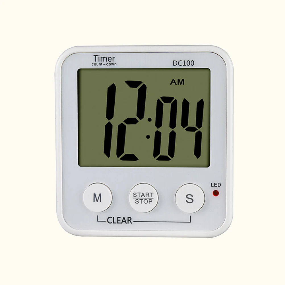 

LCD Digital Kitchen Timer 2in1 Power Consumption Countdown Timer Magnetic Stick No White Large