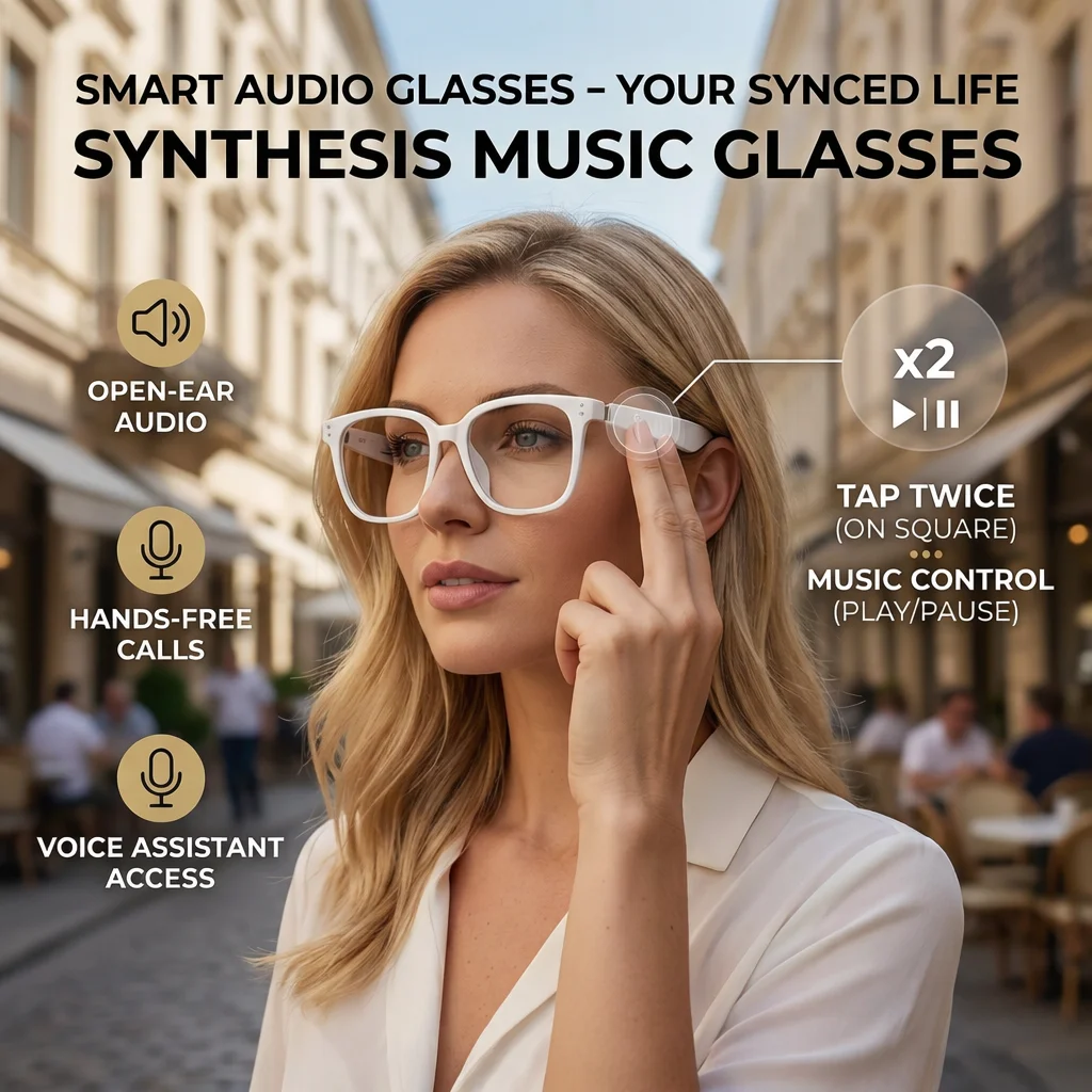 SENBONO 2026 AI Translation Smart Audio Glasses feor Men 100+ Languages Translator Bluetooth Call Music Play Sunglasses for Men