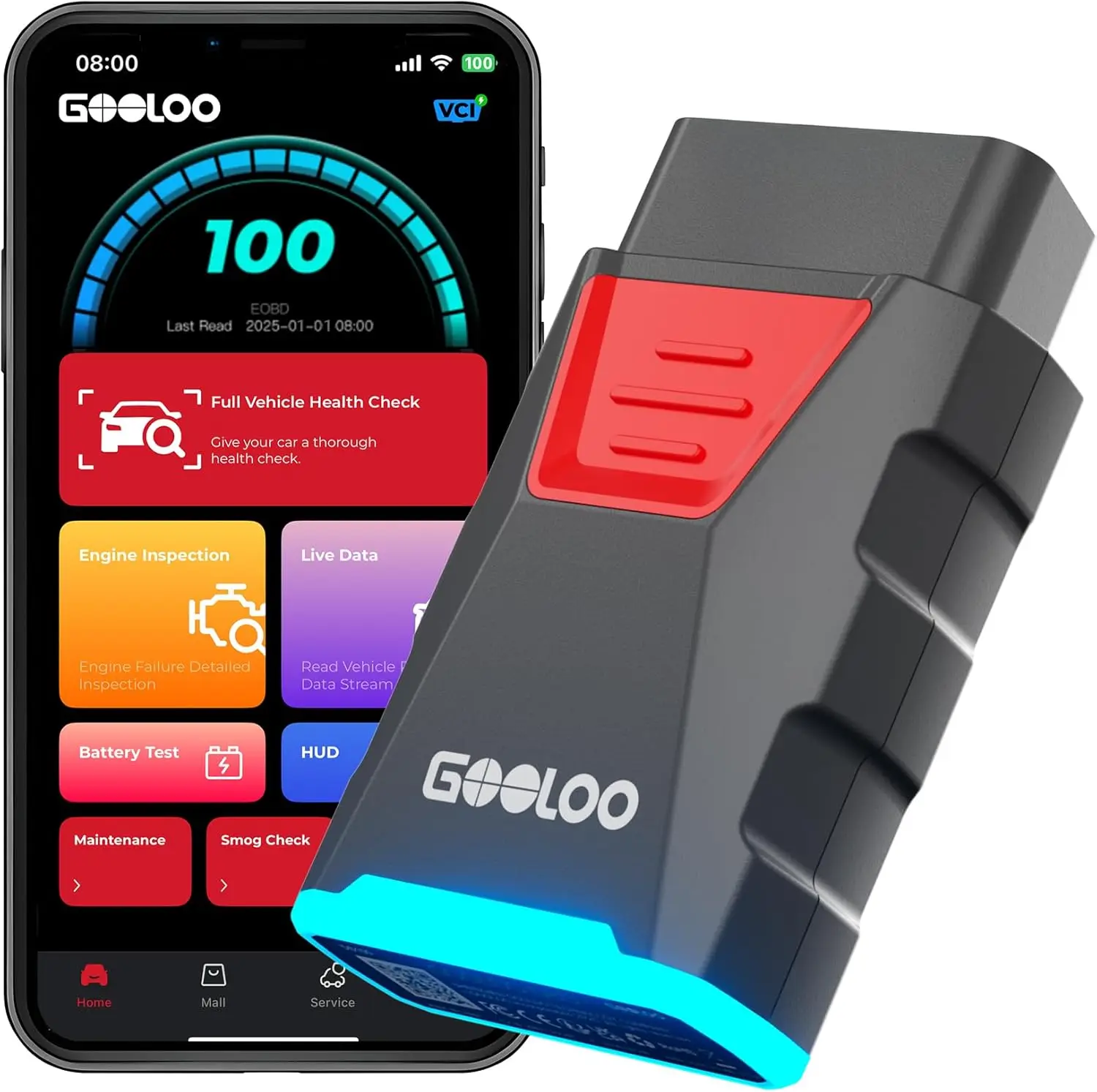 Escáner OBD2 Inalámbrico, Herramienta de Diagnóstico para Todos los Sistemas, Comprobación del Motor, Datos en Tiempo Real, Lectura y Eliminación de Códigos para Autos desde 1996