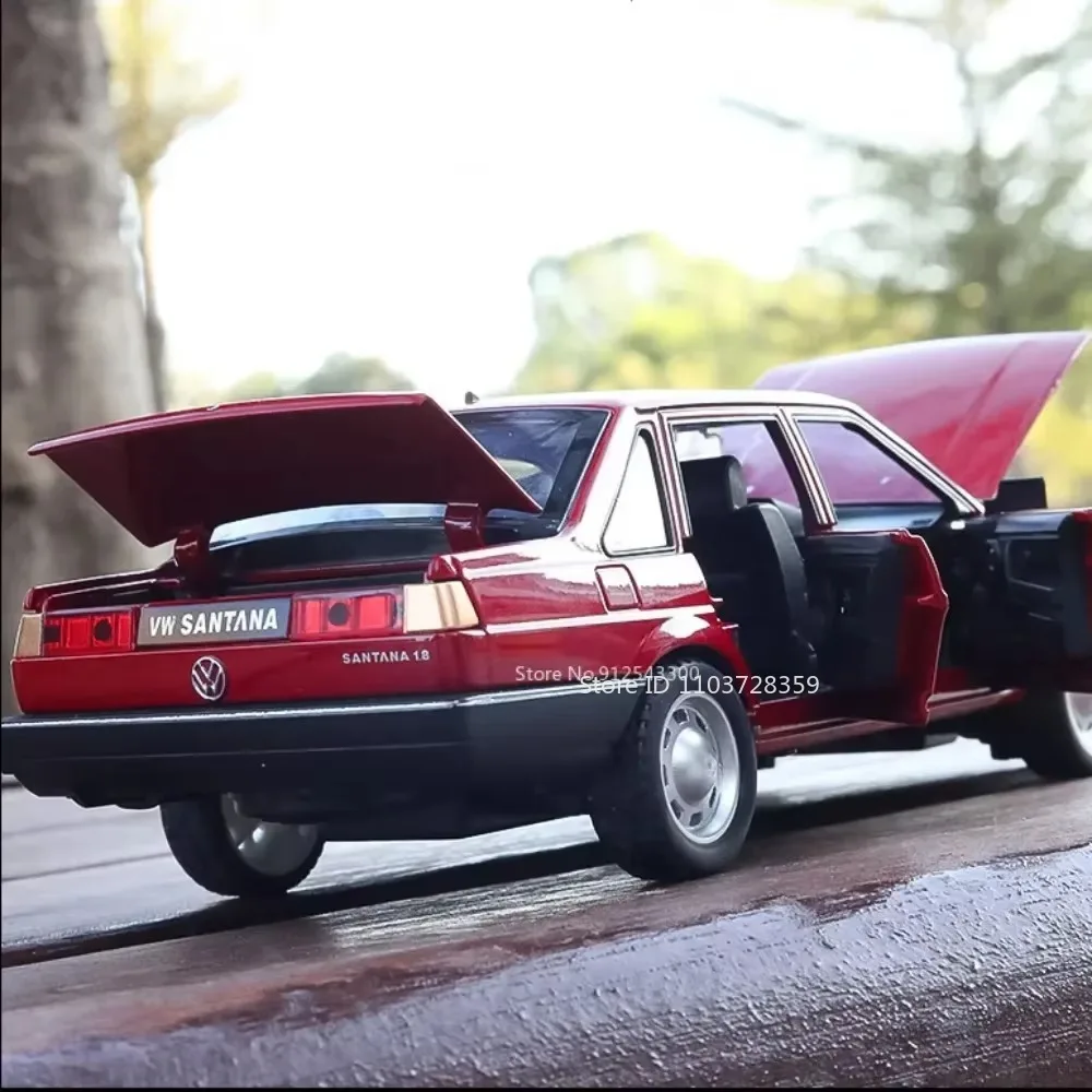 1:24 santana w140 320sel modelo de carros de brinquedo liga diecast modelos de veículos em miniatura som luz portas abertas puxar para trás para crianças presentes