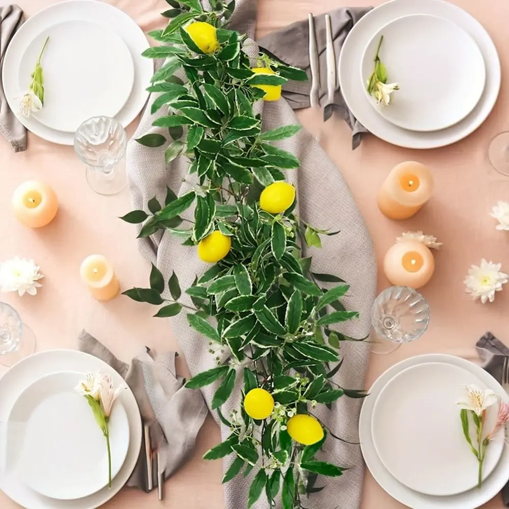

Spring Artificial Eucalyptus Lemon Vine Green Plant Lifelike Artificial Lemon Garland Real Touch Handmade Faux Fruit Vine