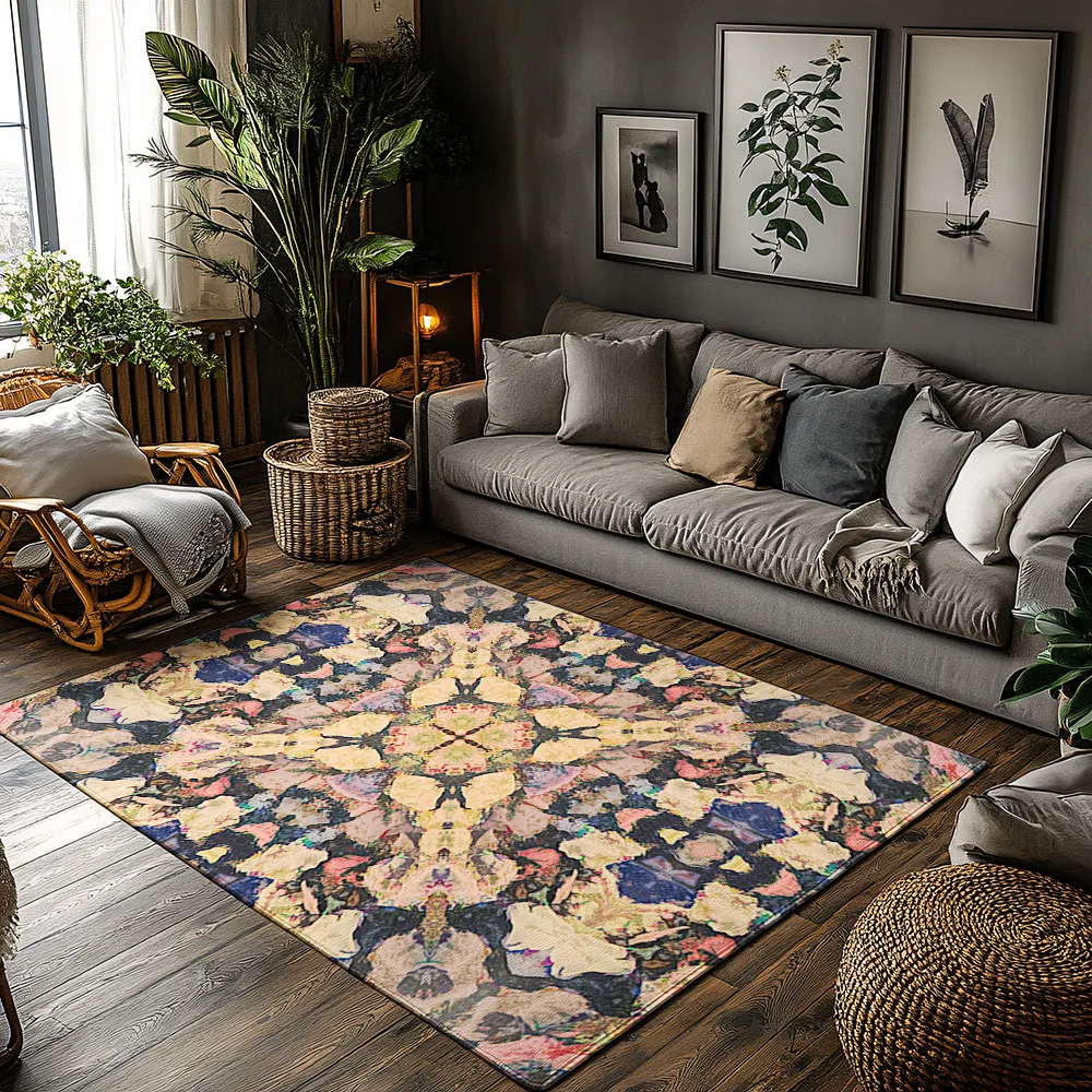 

Уникальный абстрактный ковер, современный нескользящий напольный коврик, домашний декор, ковер для гостиной, спальни, стильный акцентный ковер, художественный дизайн, индо