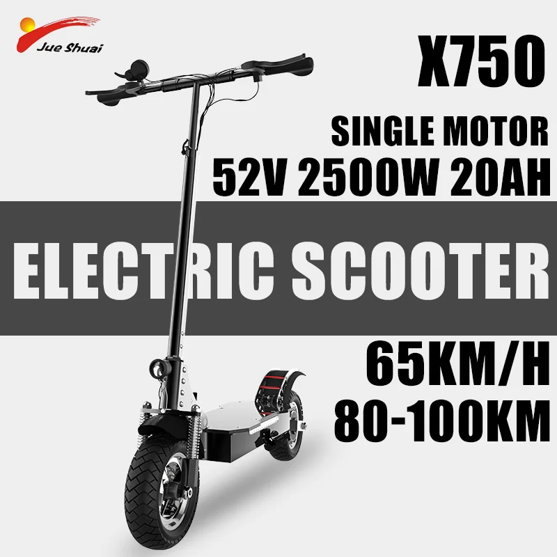 2500W Single Motor Powerful Electric Scooter Max Speed 65KM/H E Scooter 52V 20AH Lithium Battery 80-100KM Long Range for Adults