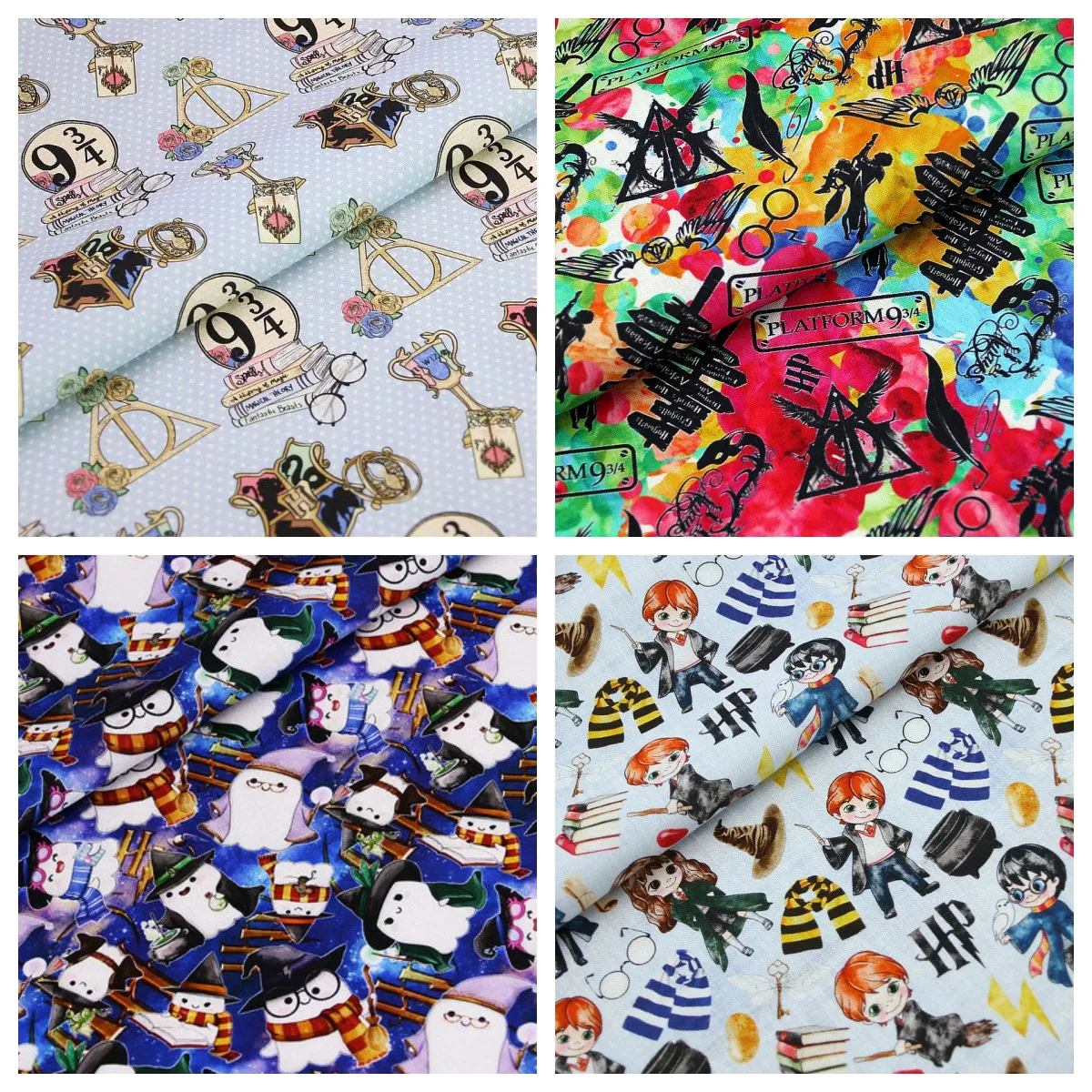 140cm Width Cartoon Magic School 100 Cotton Fabric for  DIY Patchwork Textile Tissu Home Clothing Sew Material