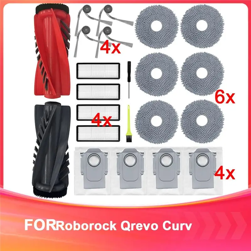 y42a-ロボロックqrevo-curv用アクセサリー、メインブラシ、hepaフィルター、モップクロス、ダストバッグ、サイドブラシの交換部品