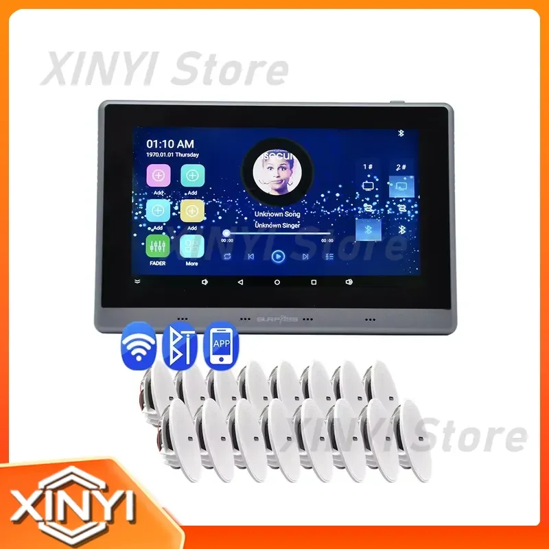 for Multi Zone 8 CH Touch Screen WiFi Bluetooth Smart Home Music System Home Theater Wall Amplifier with 16 Woofer Ceiling