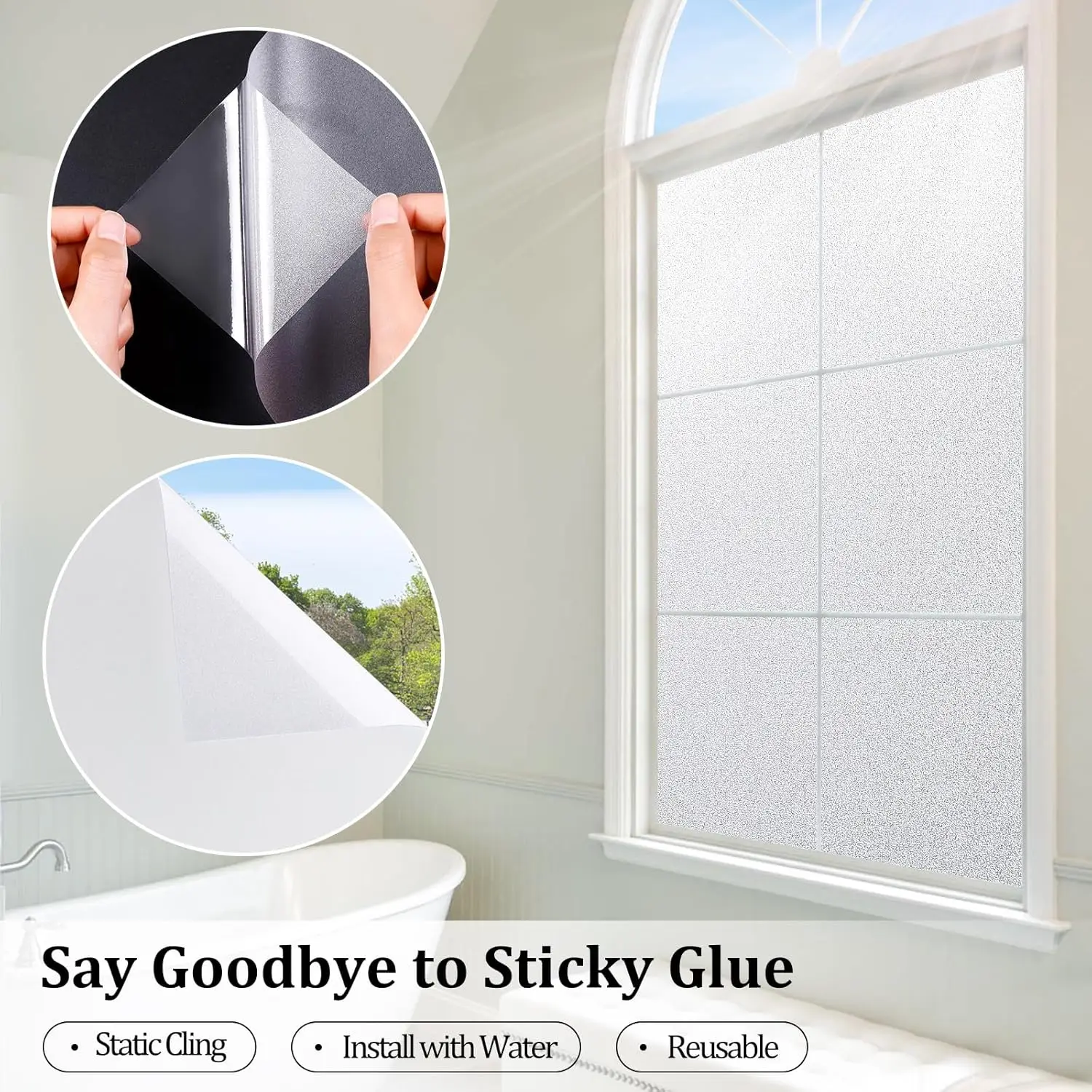 Window Privacy Film Frosted Glass Window Film Stained Glass Window Film Bathroom Window Frosting Film Privacy for Home Office