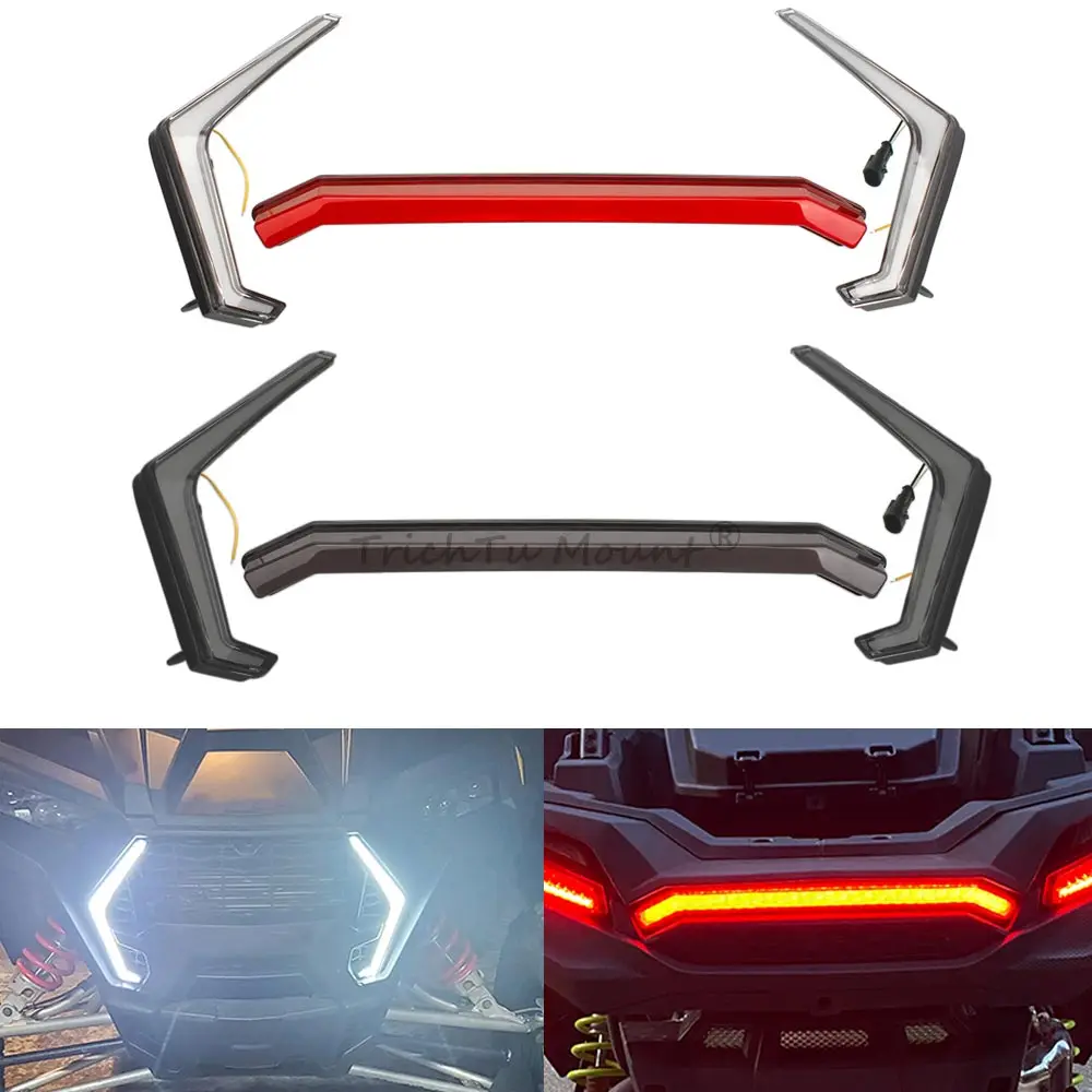 12V LED Turn Signal Fang-Lamps Long Center Tail Light Kit For Polaris RZR XP 1000 Turbo 19-2023 IP67 Front Light Assembly