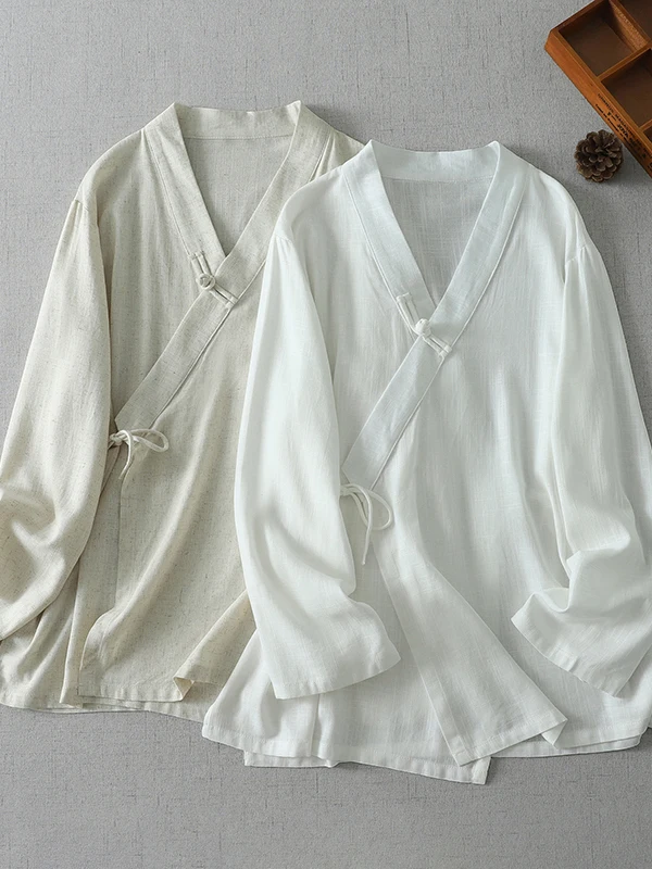 Chinese Style Artistic Zen Inspired Shirt Large Size Women's Fashion Autumn New Version Improved Hanfu Chafu Top Button up