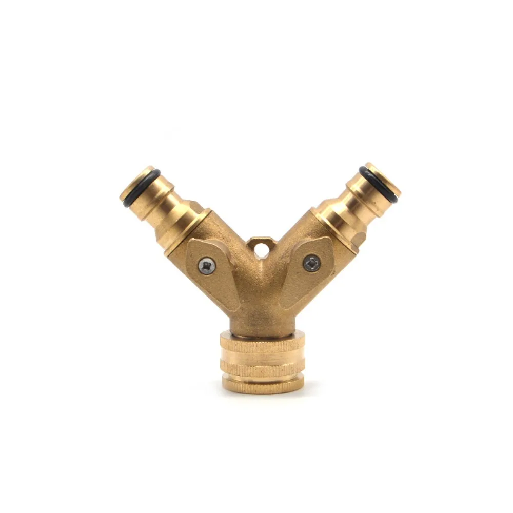 Hose Pipe Valve Splitter Brass 2-Way Garden Tap Water Splitter 3/4 Y-shaped Garden Tap Irrigation Valve Quick Connector Garden