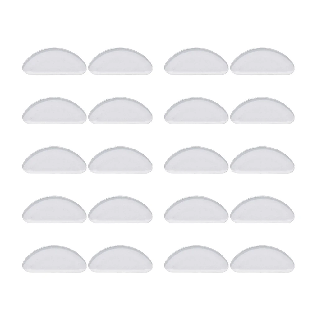 10 Pair Nose Pad Glasses Non-slip Silicone Nose Support Eyeglass D Shaped Pads Accessory, Transparent