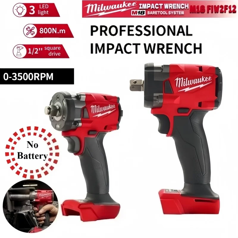

2026 New product launch Milwaukee 1/2-Inch Electric Wrench 800N.m/Adjustable Speed Battery Pin Automobile Tire Removal Wrench